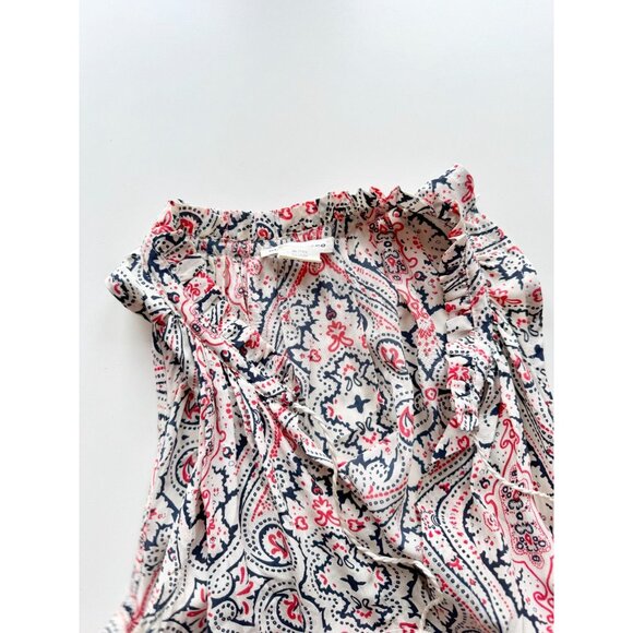 CLUB MONACO Whiite Printed Silk Crepe Ruffle Tiered A-Line Maxi Dress, Size 0 - Picture 12 of 15